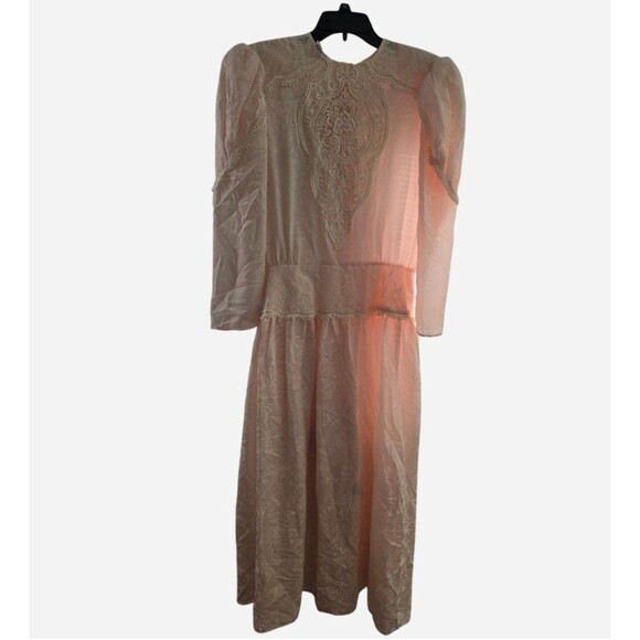 VINTAGE Scott McClintock Light Pink Floral Jacquard Formal Dress – US Size 12 - Picture 2 of 6
